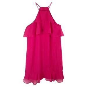 Charles Henry Hot Pink Halter Mini Dress